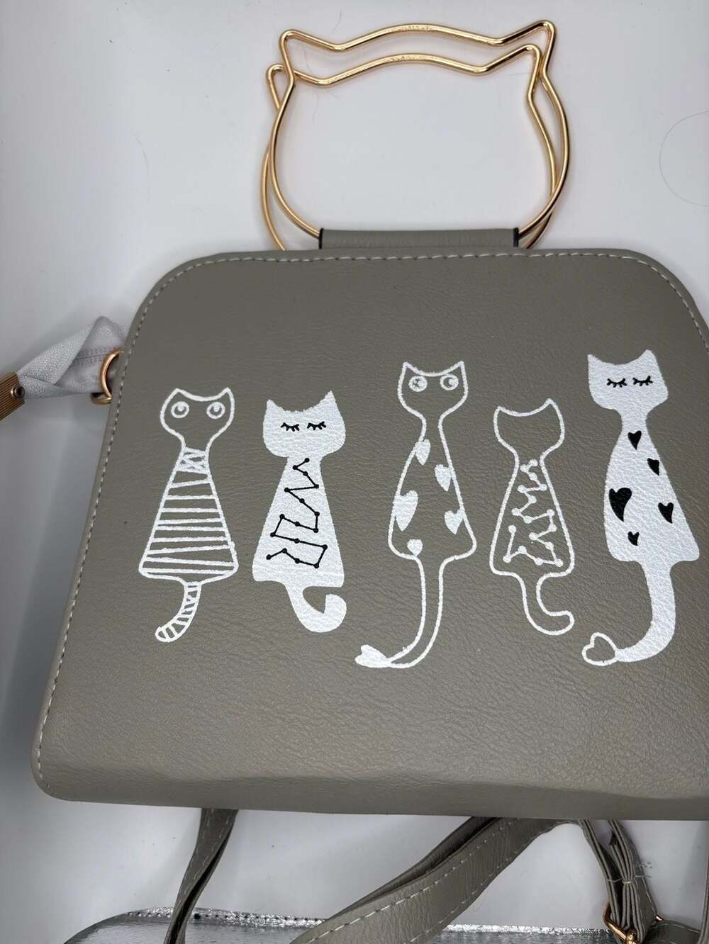 Cute Cat Lover's Gray Crossbody Shoulder Bag